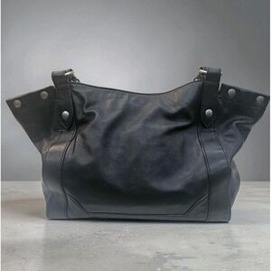 Frye Melissa Shopper Black Leather Tote Bag Large Shoulder Slouchy Purse Satchel